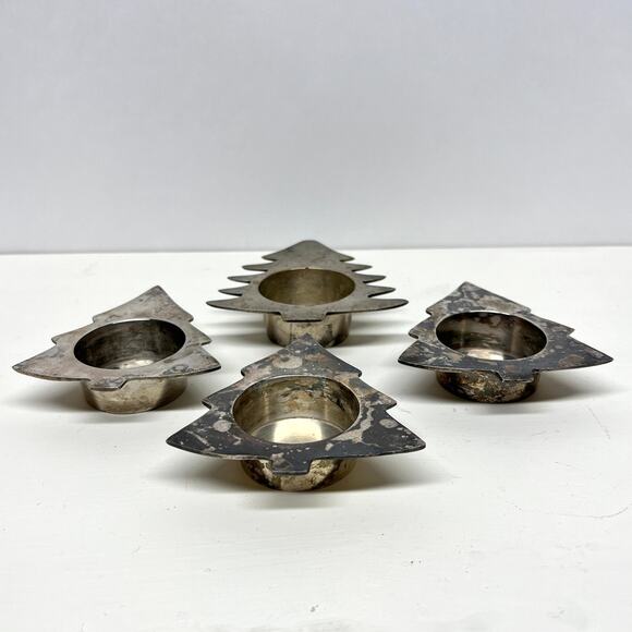 Restoration Hardware Silver Plate Christmas Tree Tealight Holder - Picture 2 of 7